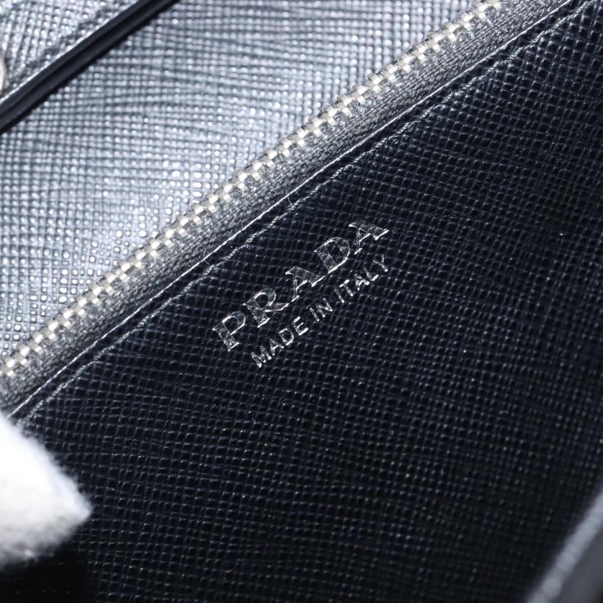 PRADA Shoulder Wallet Safiano leather Black Silver Auth 206147V
