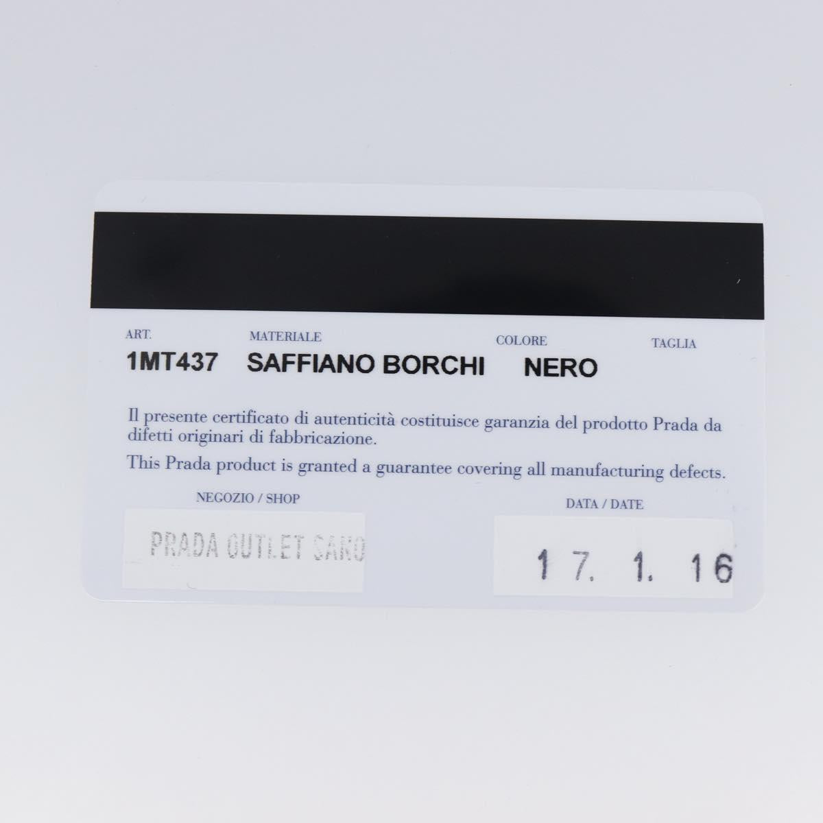 PRADA Shoulder Wallet Safiano leather Black Silver Auth 206147V