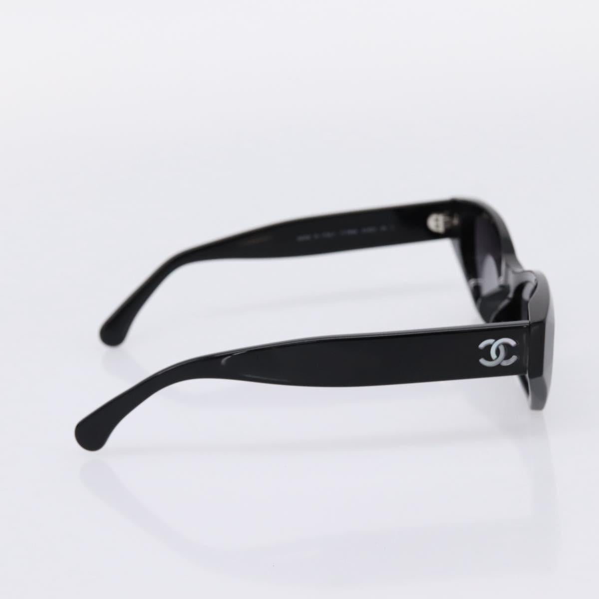 CHANEL COCO Mark Sunglasses Plastic Black CC Auth 206149M