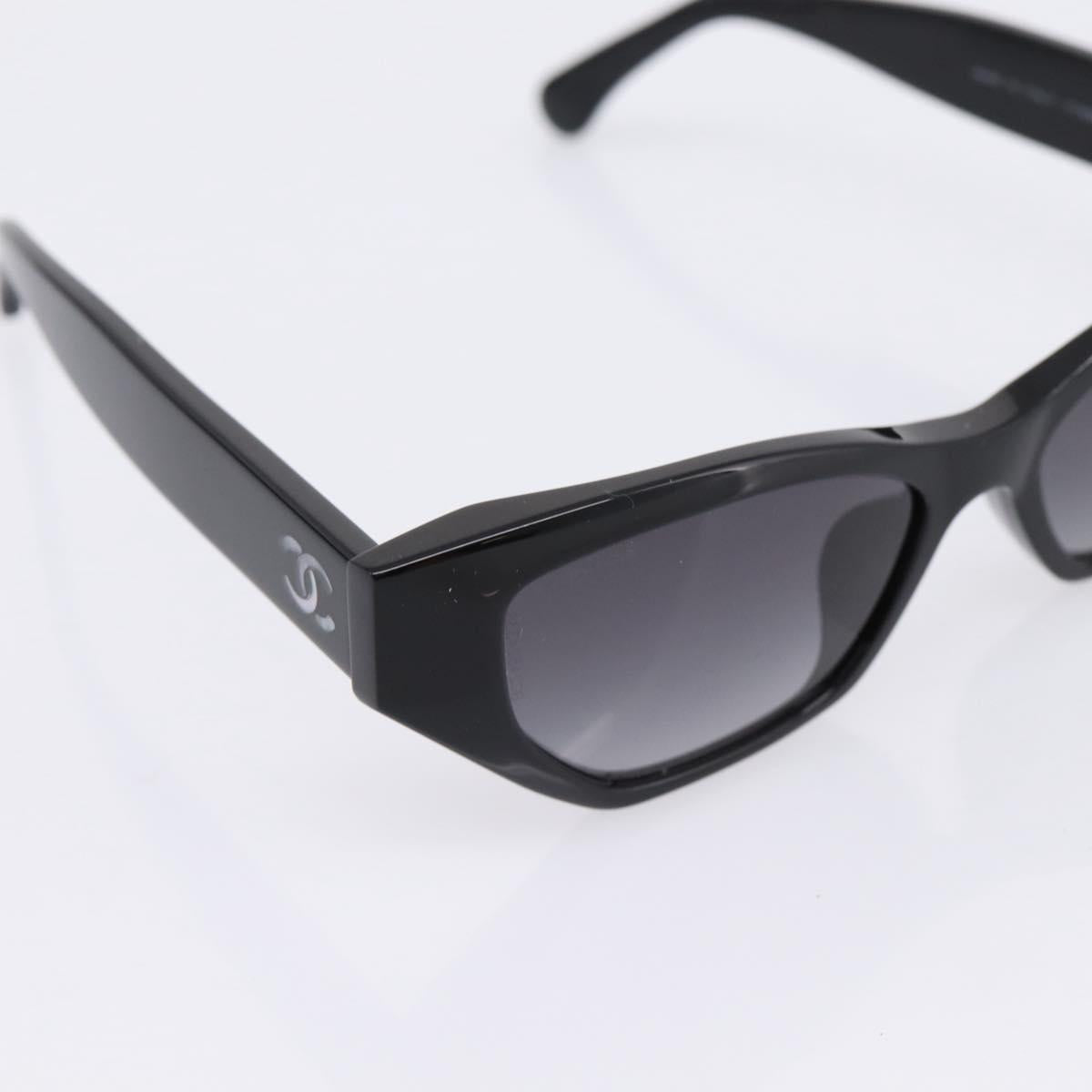 CHANEL COCO Mark Sunglasses Plastic Black CC Auth 206149M