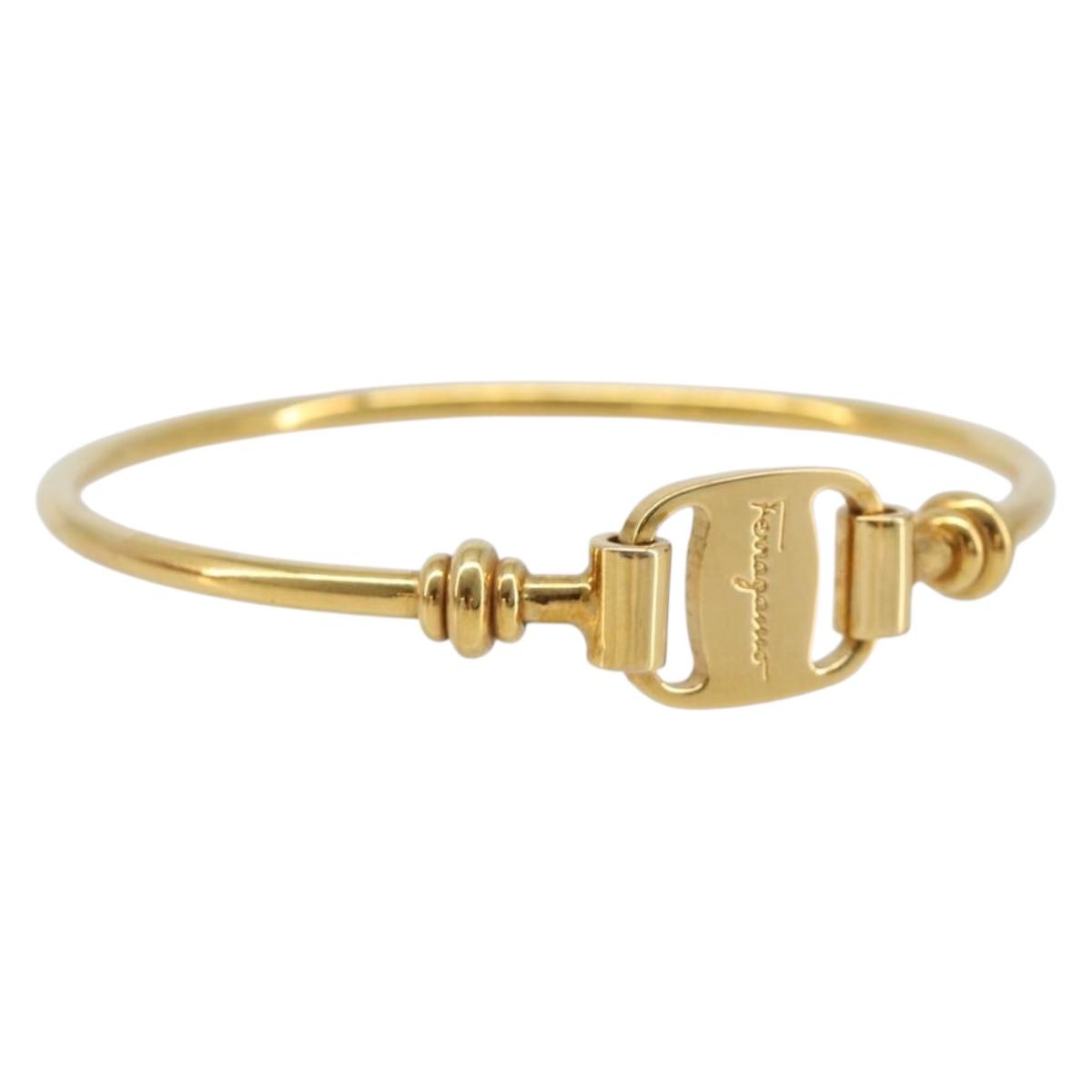 Salvatore Ferragamo Vala Bracelet Metal Gold Tone Auth 206151V