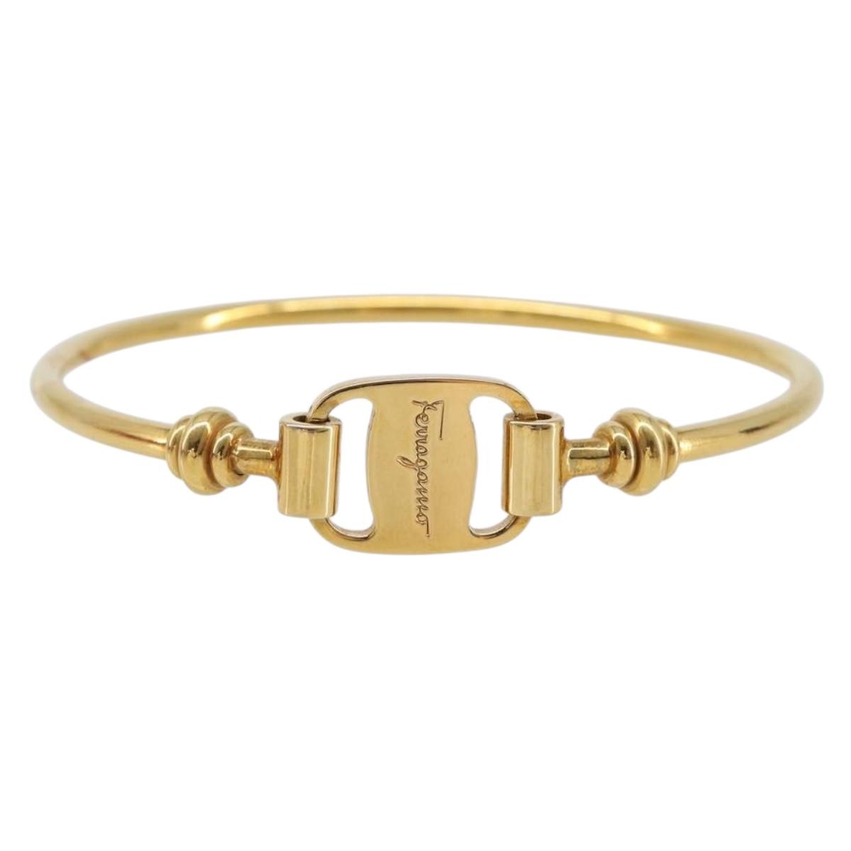 Salvatore Ferragamo Vala Bracelet Metal Gold Tone Auth 206151V