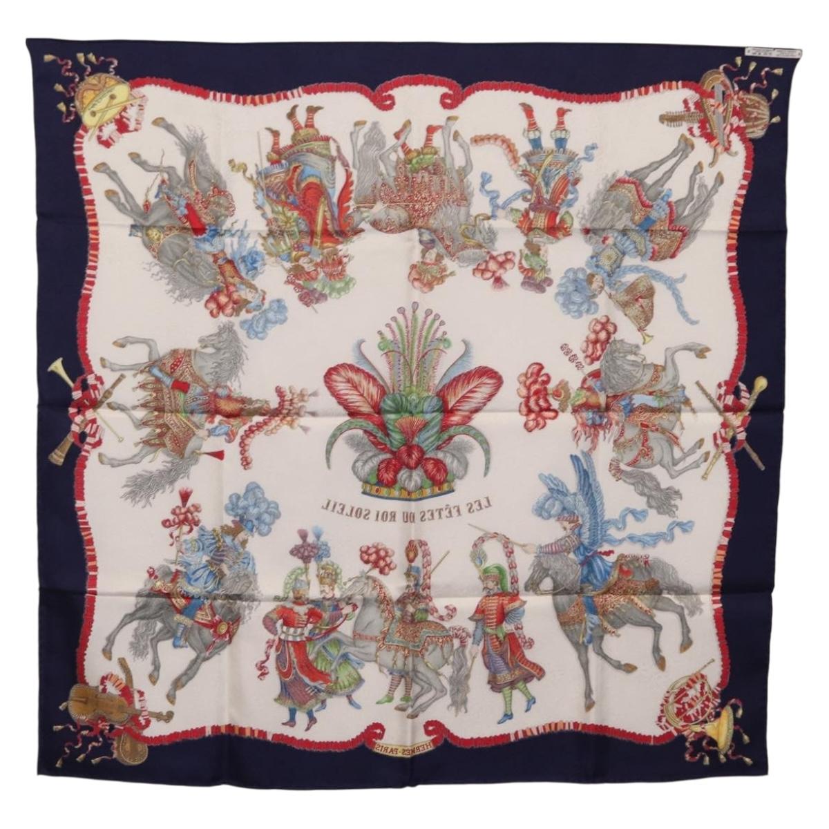 HERMES Carre 90 Scarf Silk Navy Auth 206154M