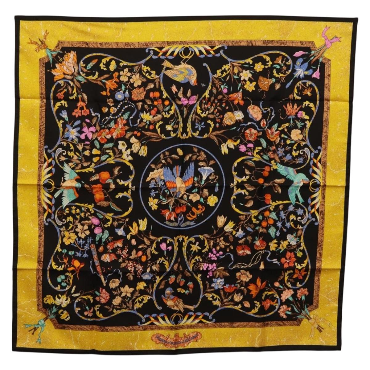 HERMES Carre 90 Scarf Silk Black Auth 206155M