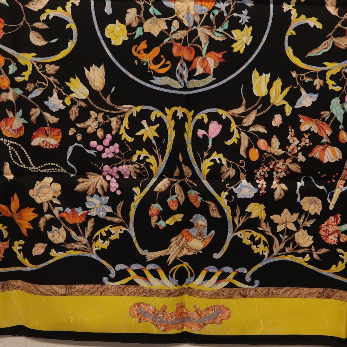 HERMES Carre 90 Scarf Silk Black Auth 206155M