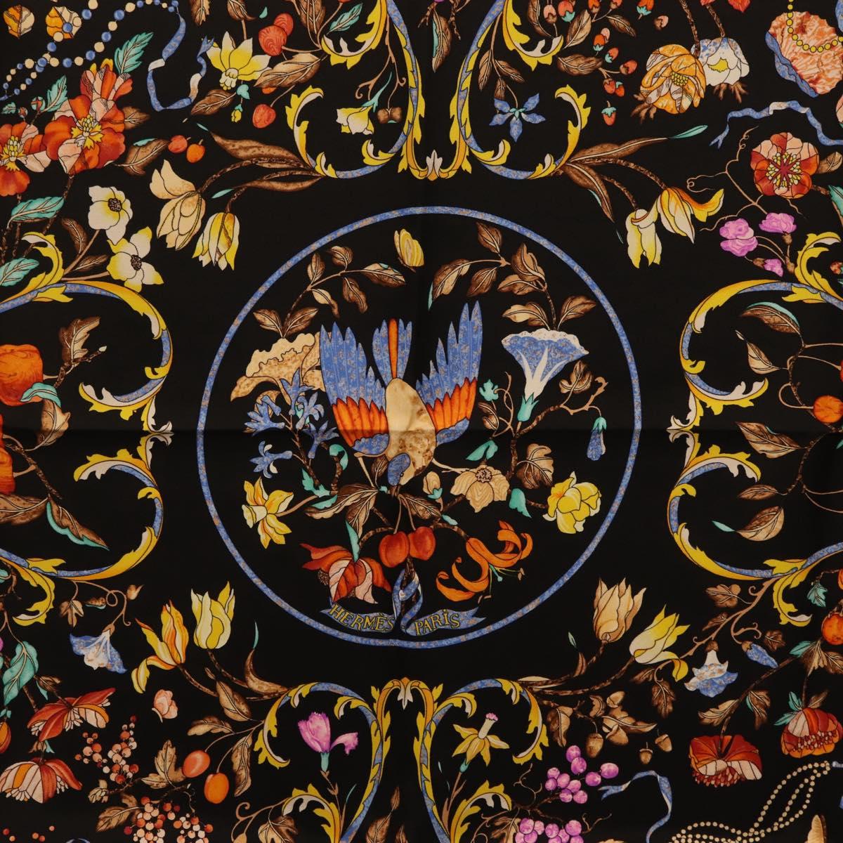 HERMES Carre 90 Scarf Silk Black Auth 206155M
