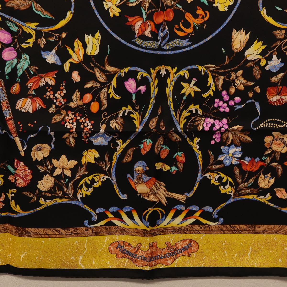 HERMES Carre 90 Scarf Silk Black Auth 206155M