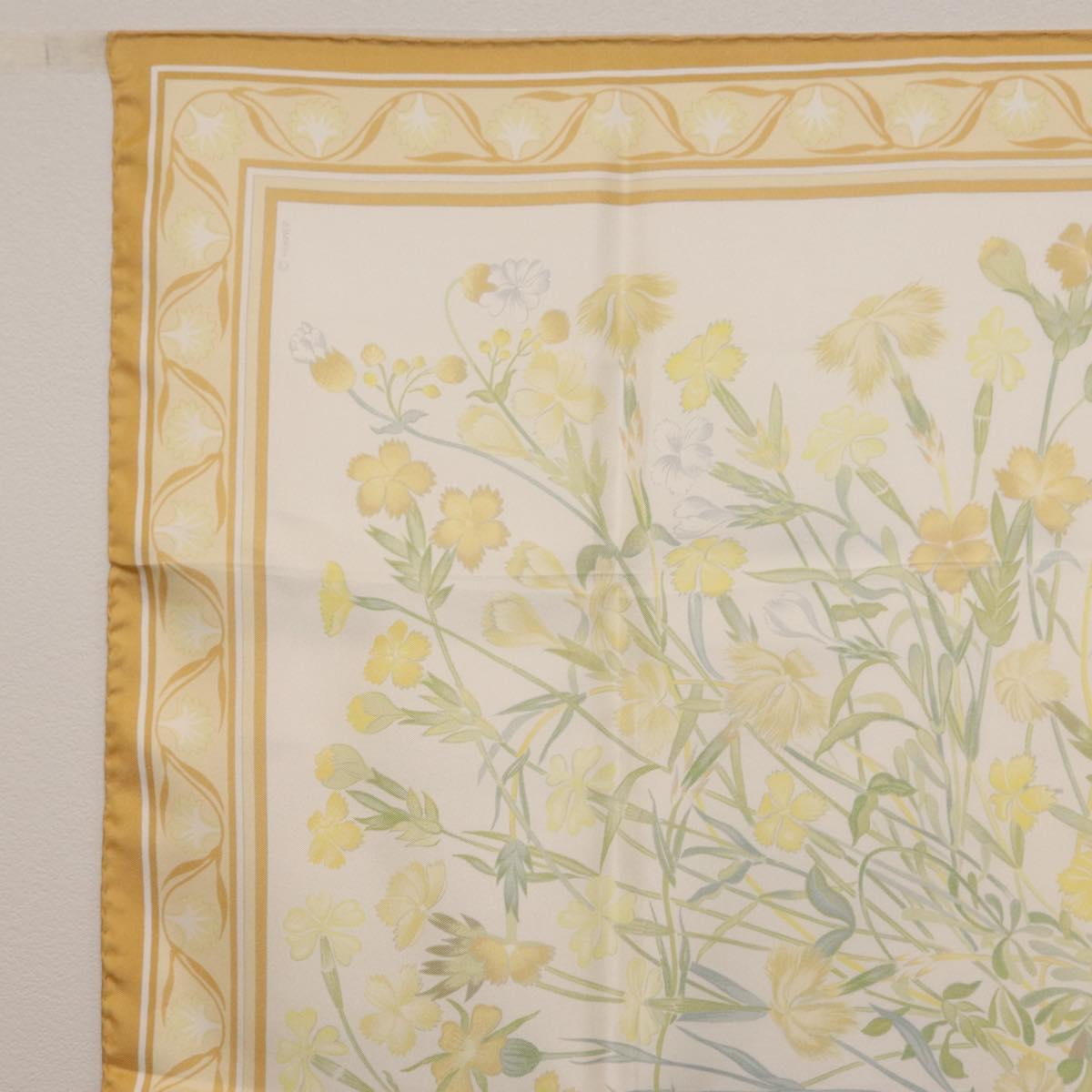 HERMES Carre 90 Scarf Silk Beige Auth 206156M