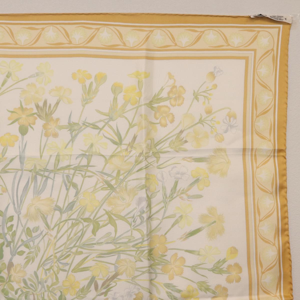 HERMES Carre 90 Scarf Silk Beige Auth 206156M