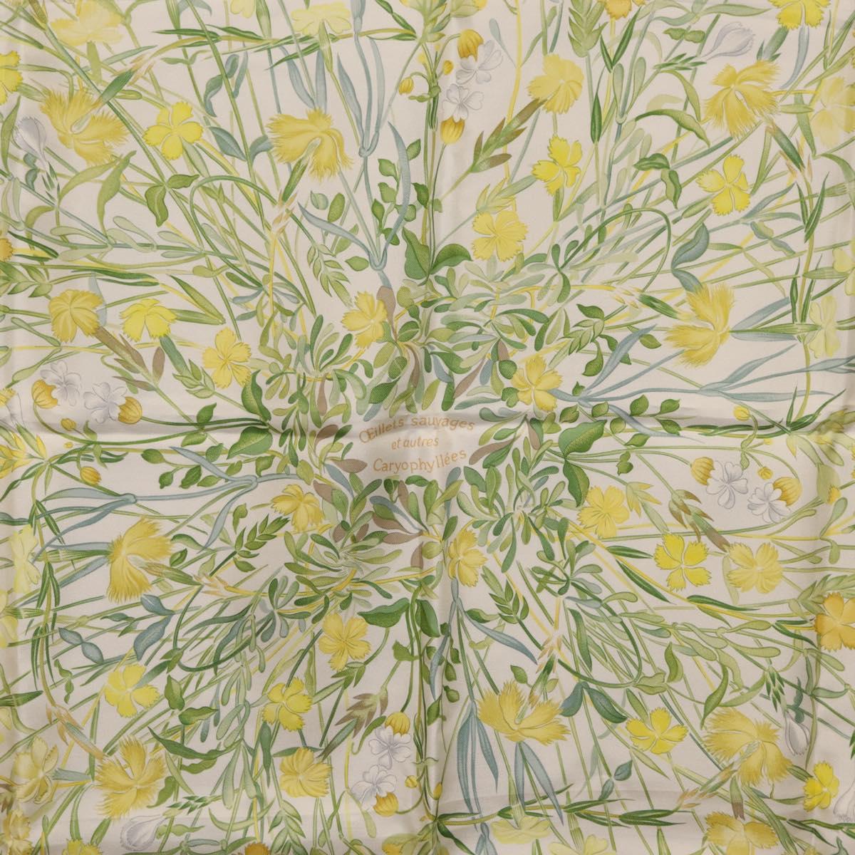 HERMES Carre 90 Scarf Silk Beige Auth 206156M
