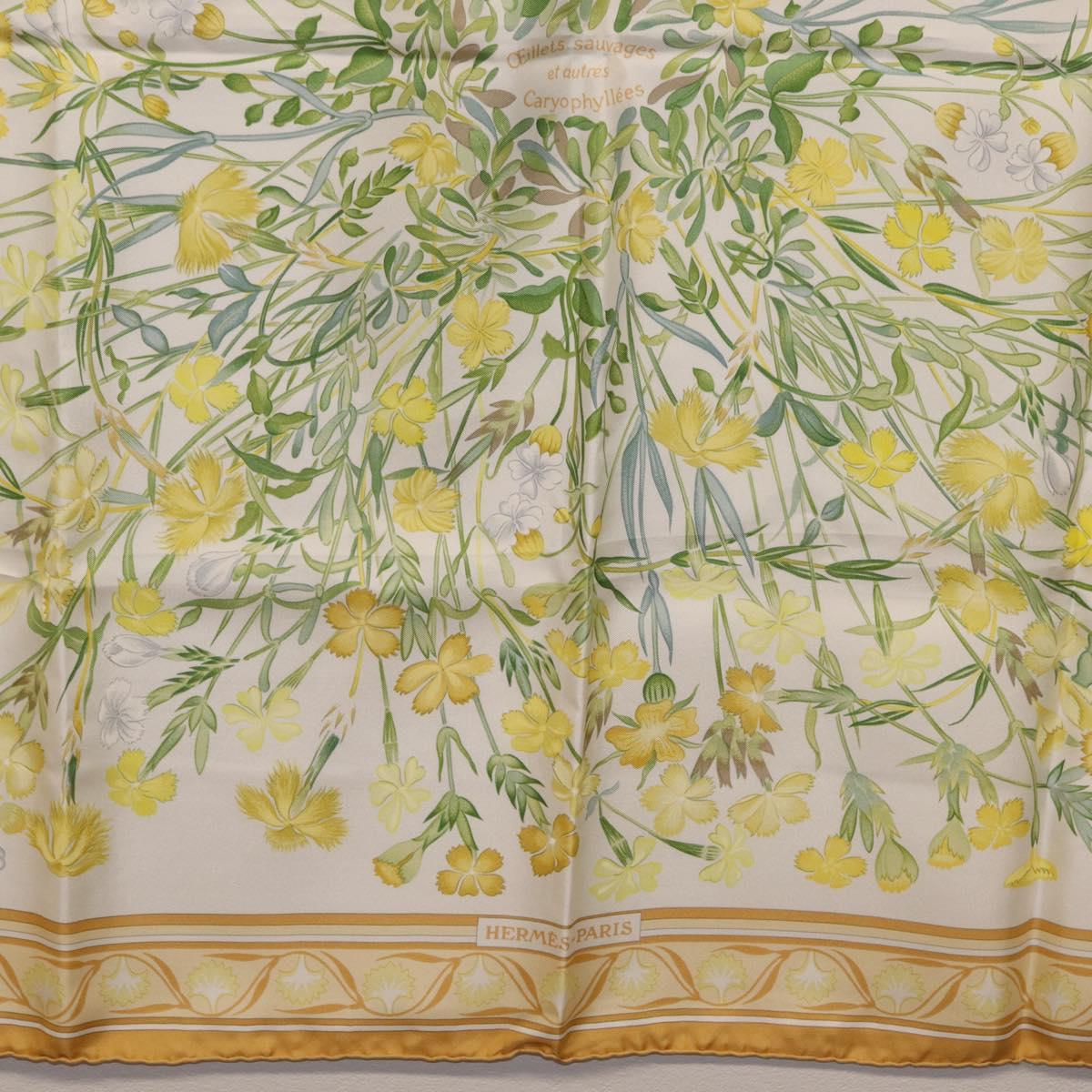 HERMES Carre 90 Scarf Silk Beige Auth 206156M