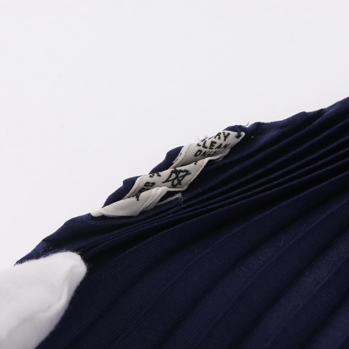 HERMES Pleated Carre 90 Scarf Silk Navy Auth 206158