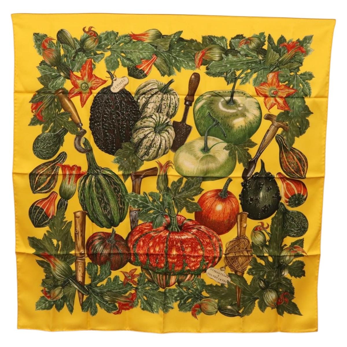 HERMES Carre 90 Scarf Silk Yellow Auth 206163M