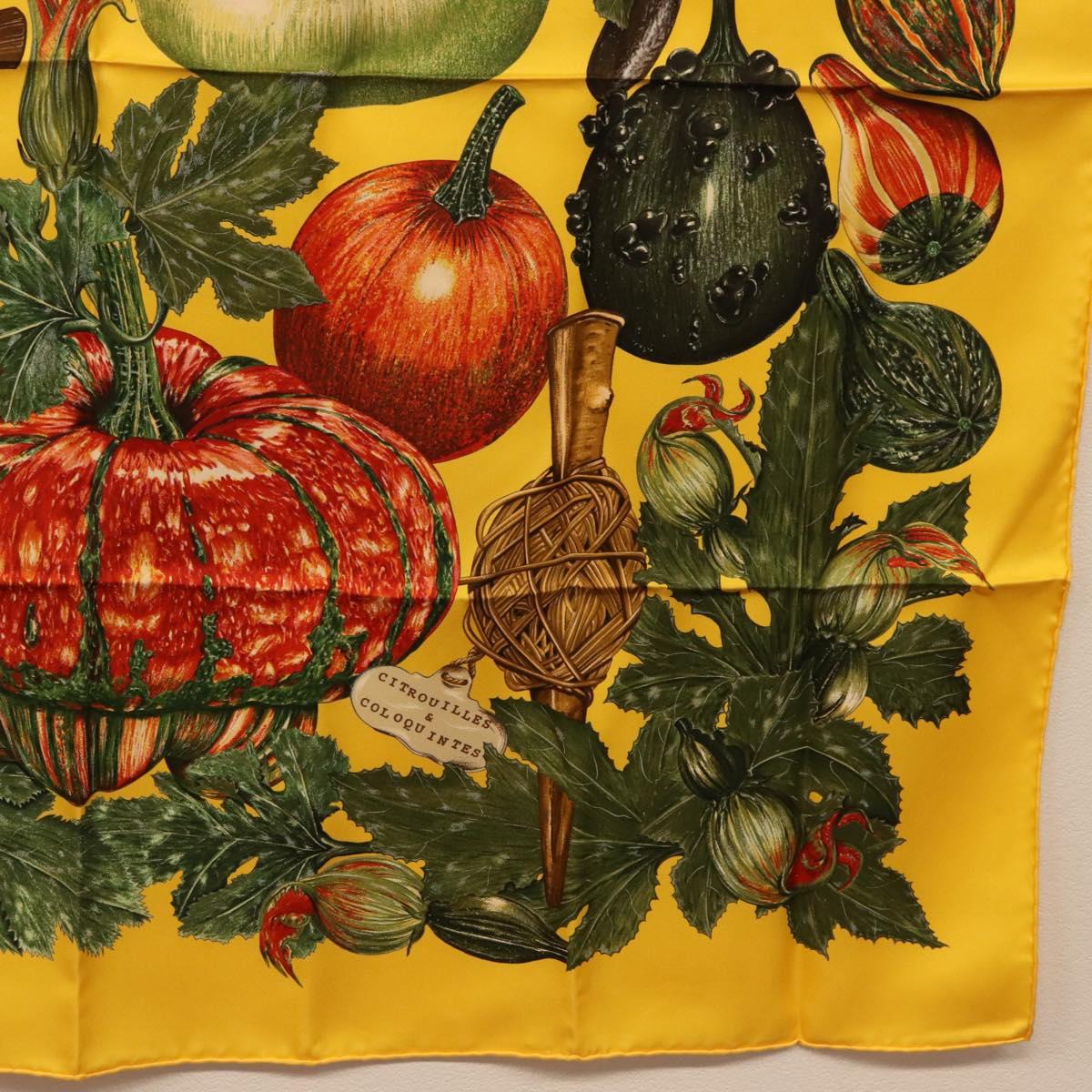 HERMES Carre 90 Scarf Silk Yellow Auth 206163M