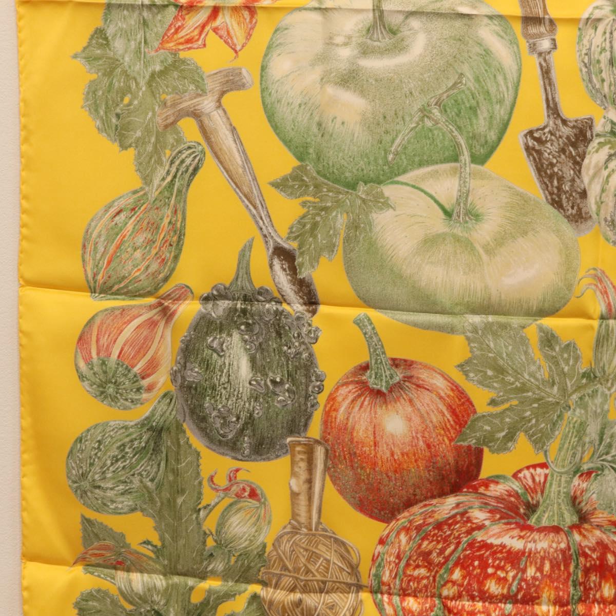 HERMES Carre 90 Scarf Silk Yellow Auth 206163M