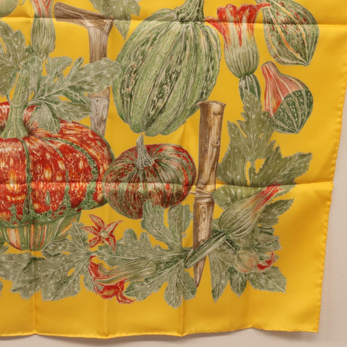 HERMES Carre 90 Scarf Silk Yellow Auth 206163M
