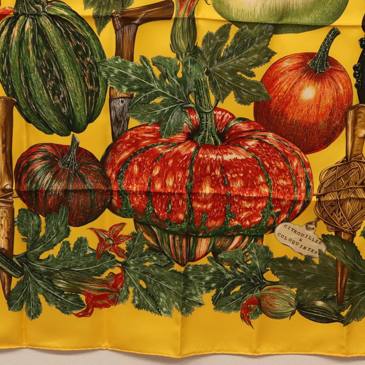 HERMES Carre 90 Scarf Silk Yellow Auth 206163M