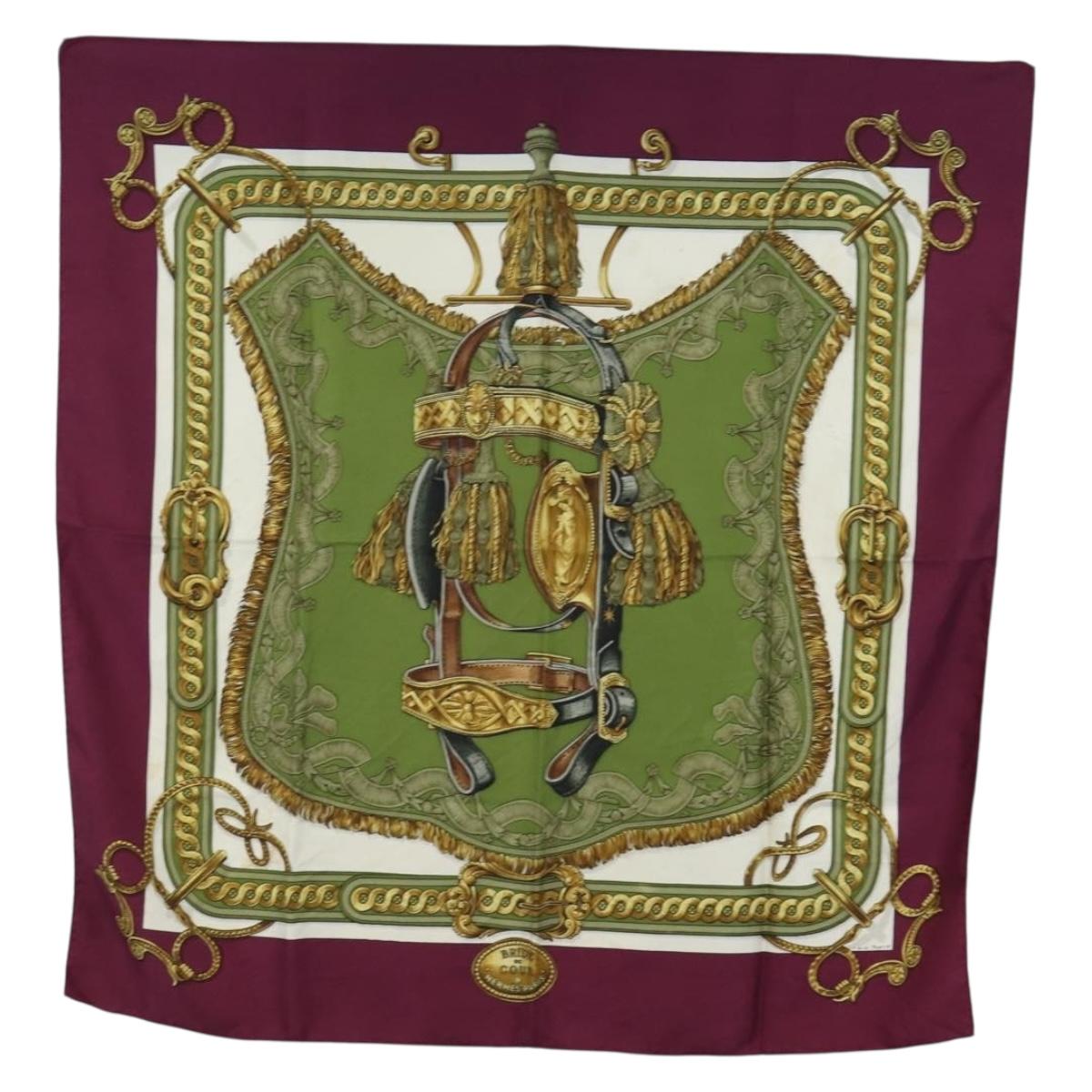 HERMES Carre 90 Scarf Silk Purple Auth 206173