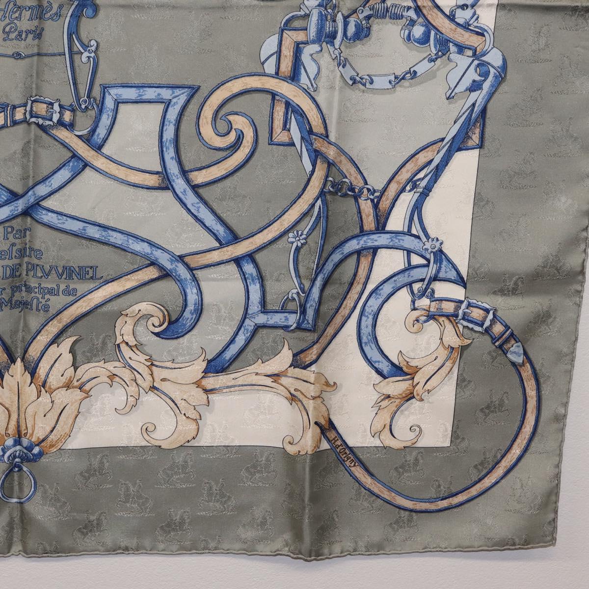 HERMES Carre 90 Scarf Silk Gray Auth 206183