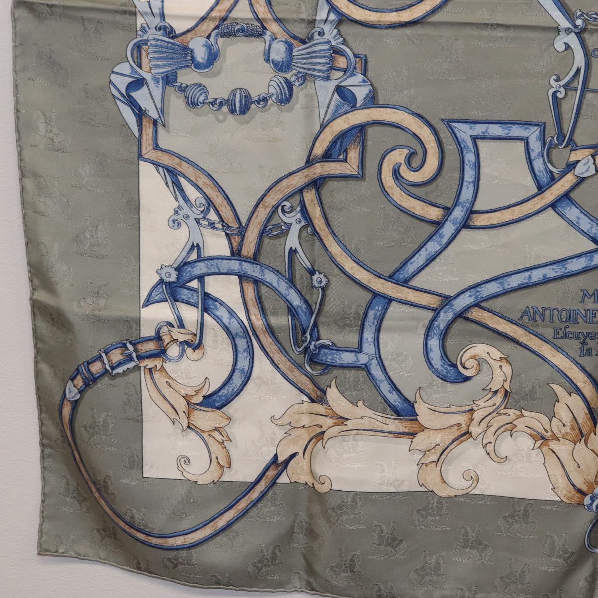 HERMES Carre 90 Scarf Silk Gray Auth 206183