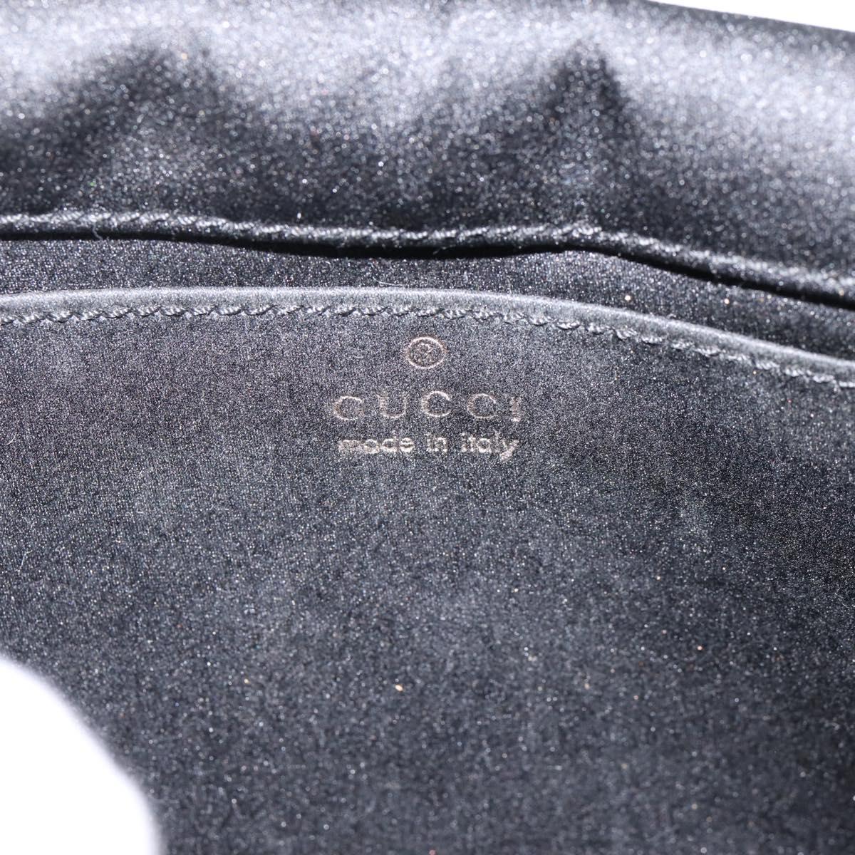 GUCCI Shoulder Bag Satin Black Silver Auth 206225A