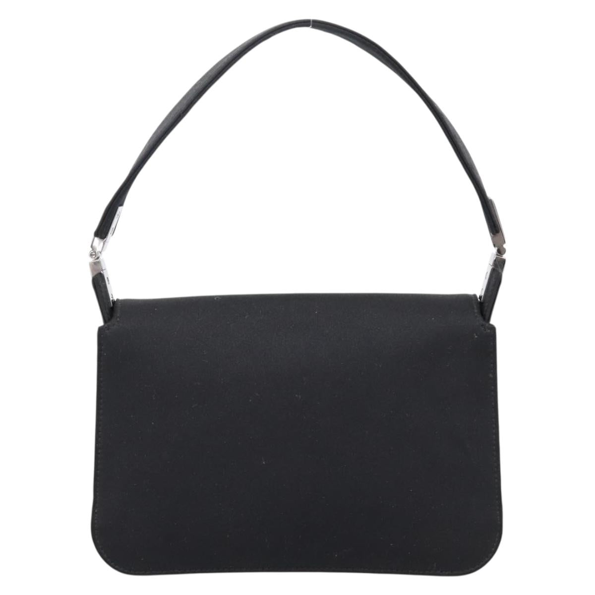 GUCCI Shoulder Bag Satin Black Silver Auth 206225A