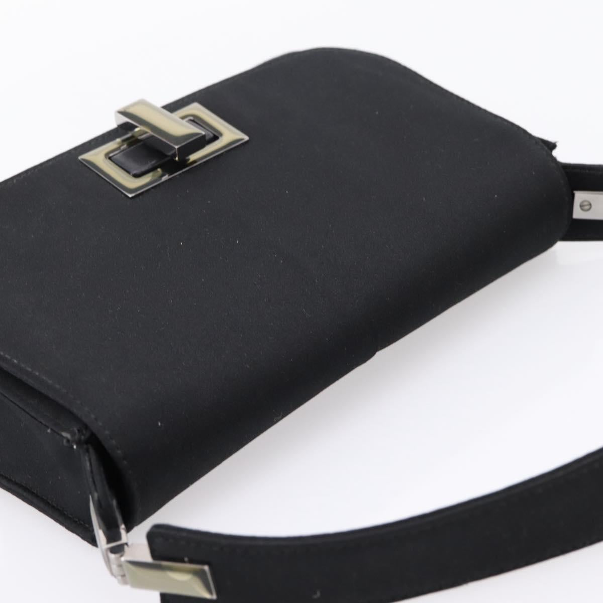 GUCCI Shoulder Bag Satin Black Silver Auth 206225A