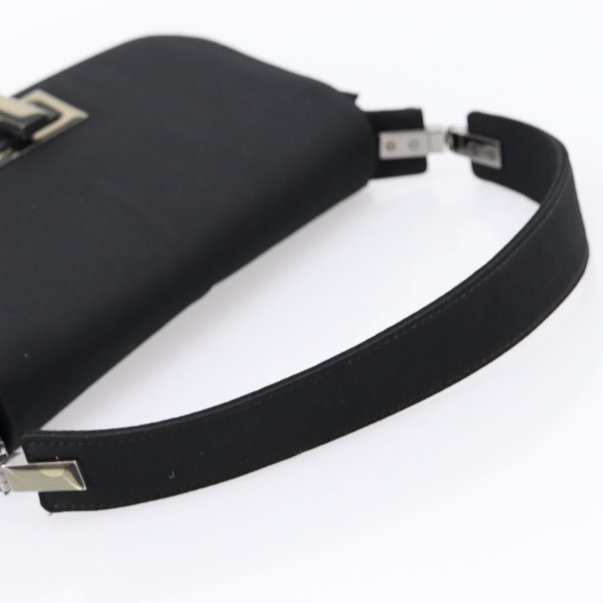 GUCCI Shoulder Bag Satin Black Silver Auth 206225A