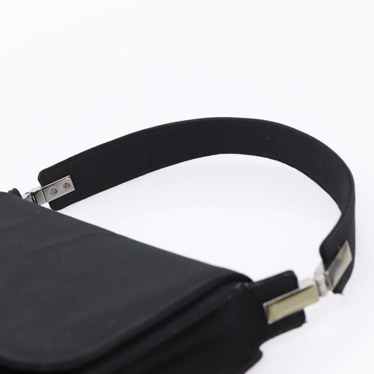 GUCCI Shoulder Bag Satin Black Silver Auth 206225A