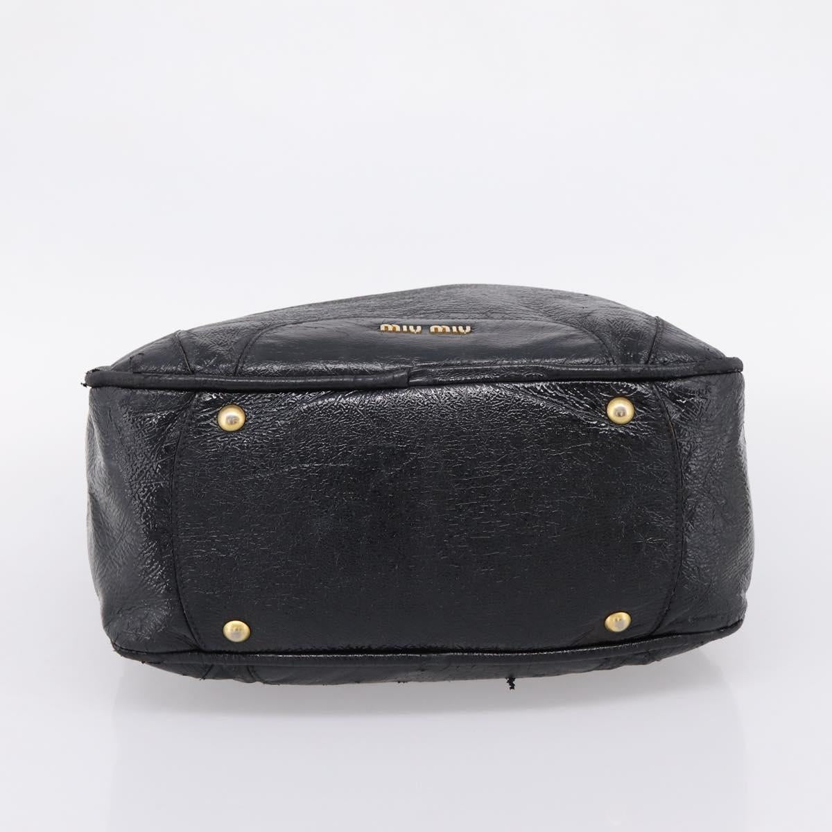 Miu Miu Hand Bag Leather Black Gold Auth 206226