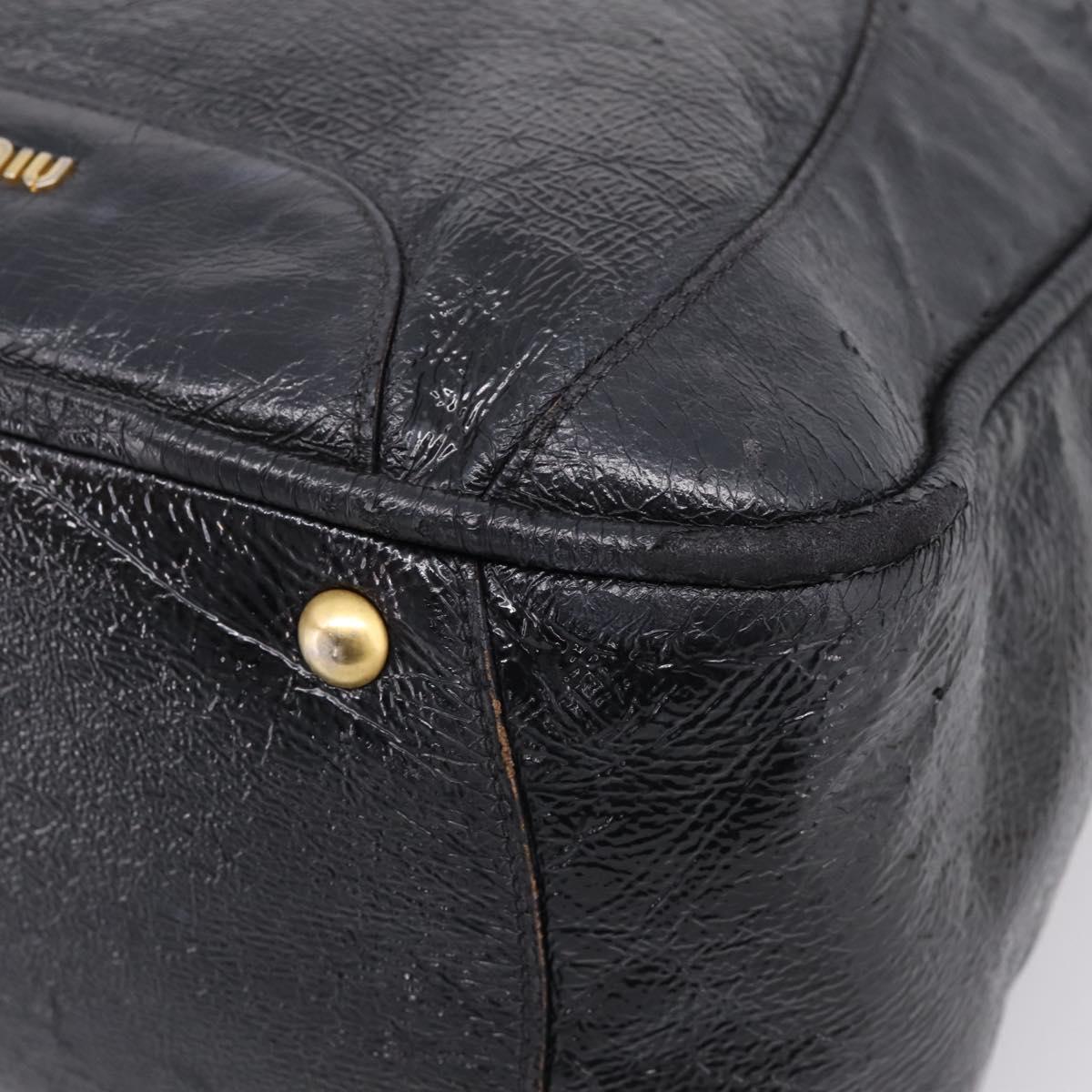 Miu Miu Hand Bag Leather Black Gold Auth 206226