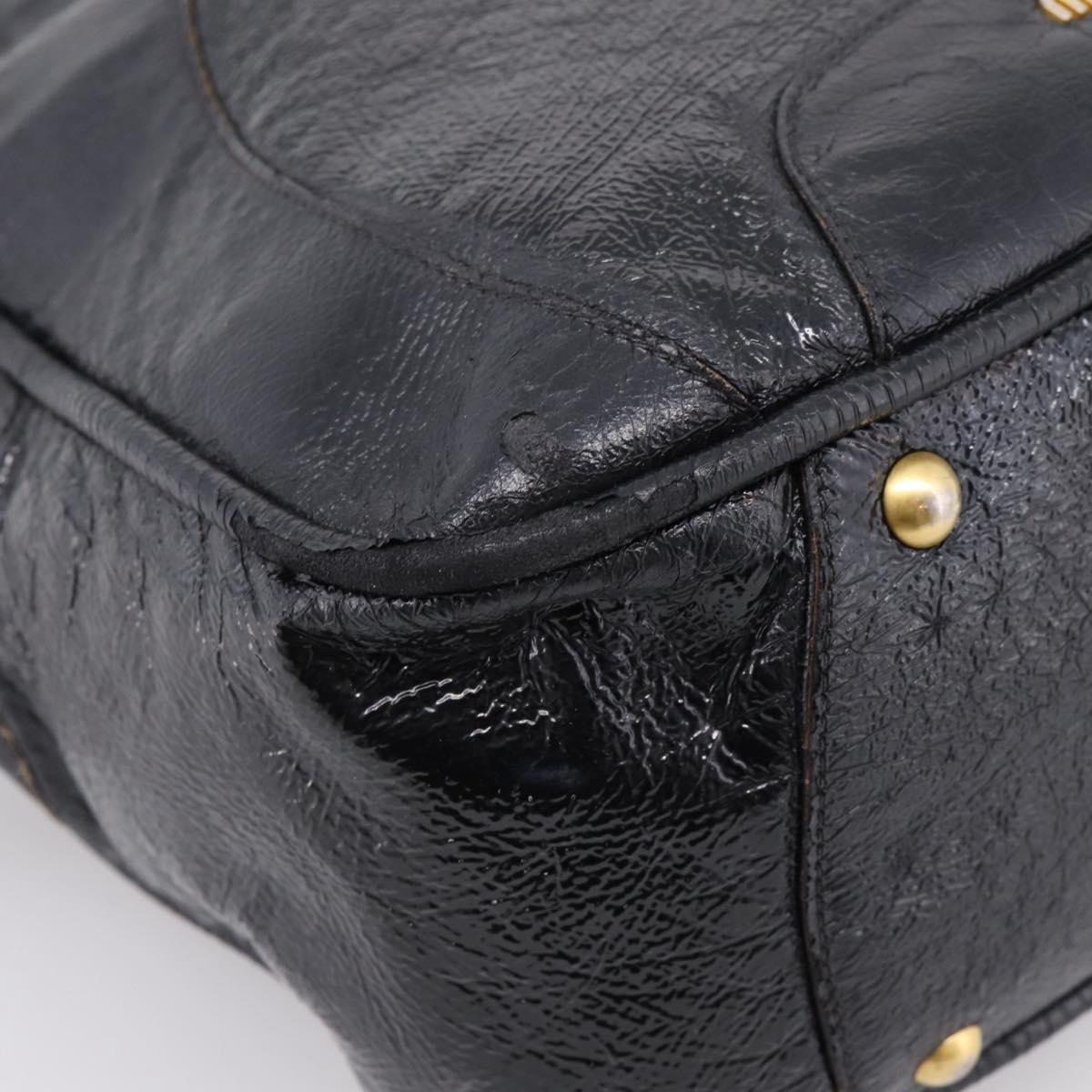 Miu Miu Hand Bag Leather Black Gold Auth 206226
