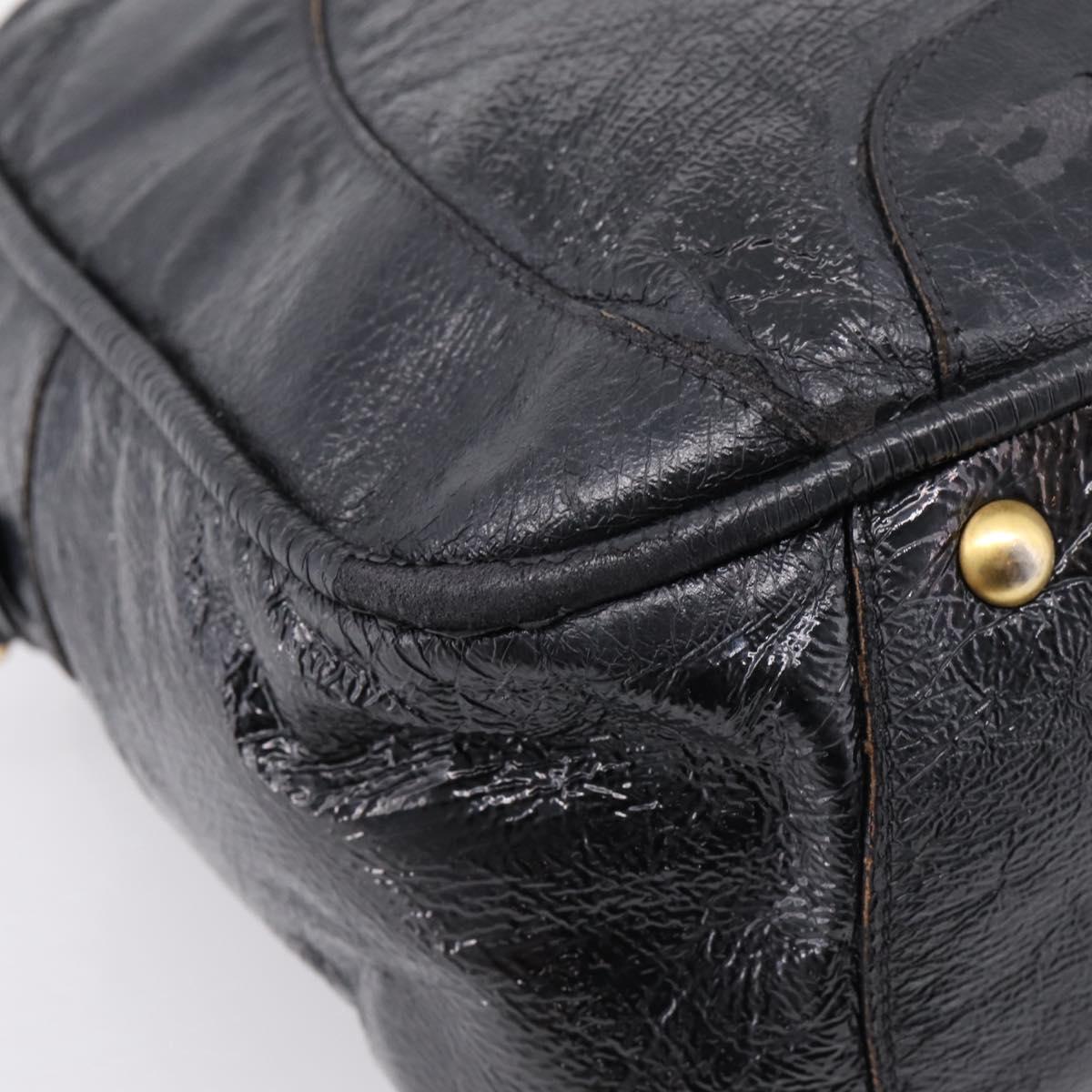Miu Miu Hand Bag Leather Black Gold Auth 206226