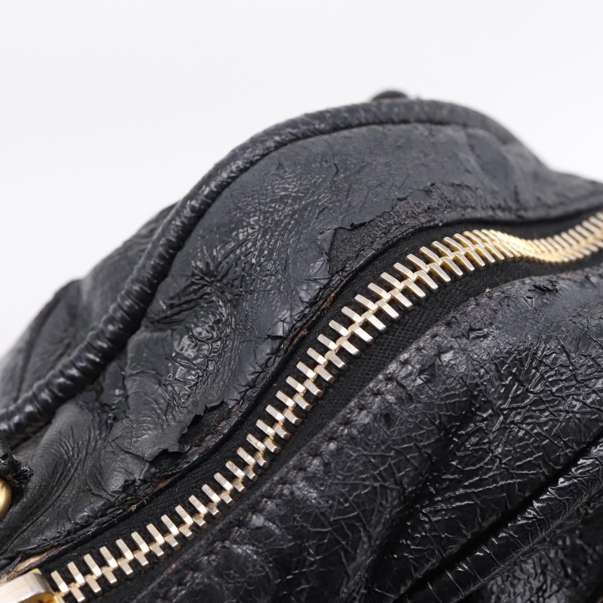 Miu Miu Hand Bag Leather Black Gold Auth 206226