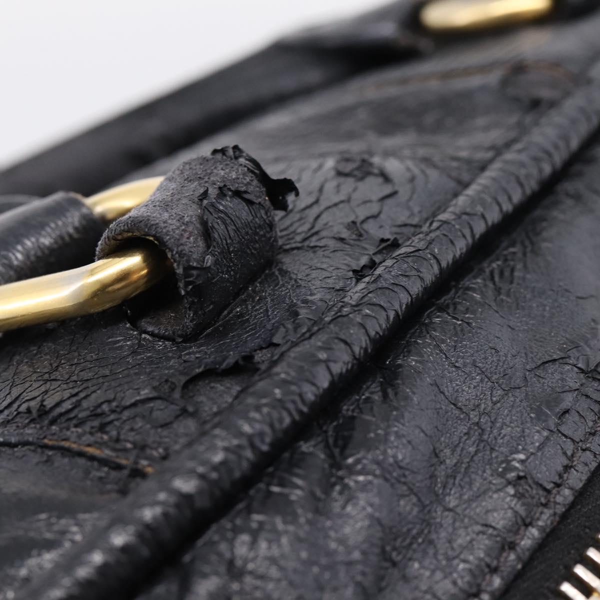Miu Miu Hand Bag Leather Black Gold Auth 206226
