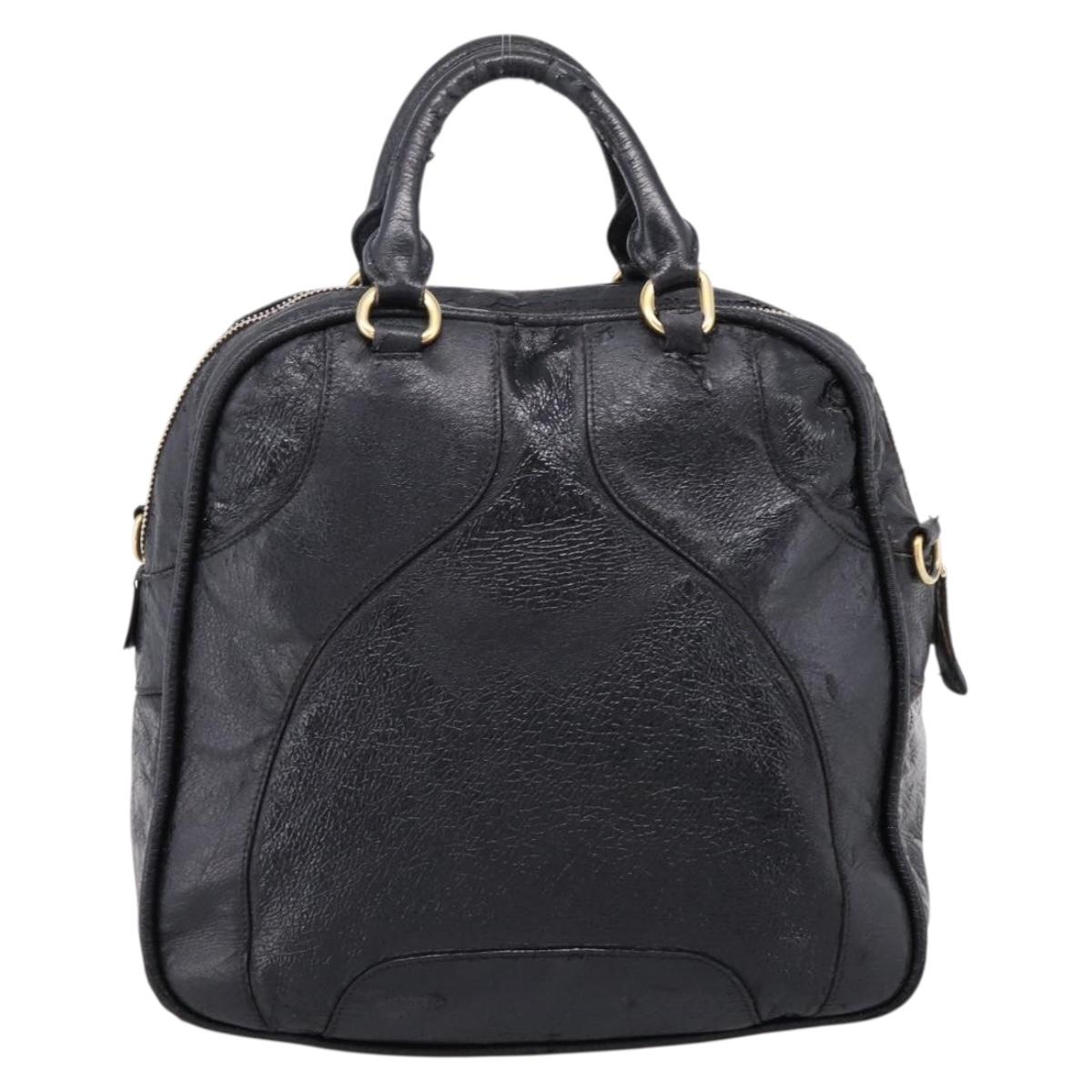 Miu Miu Hand Bag Leather Black Gold Auth 206226