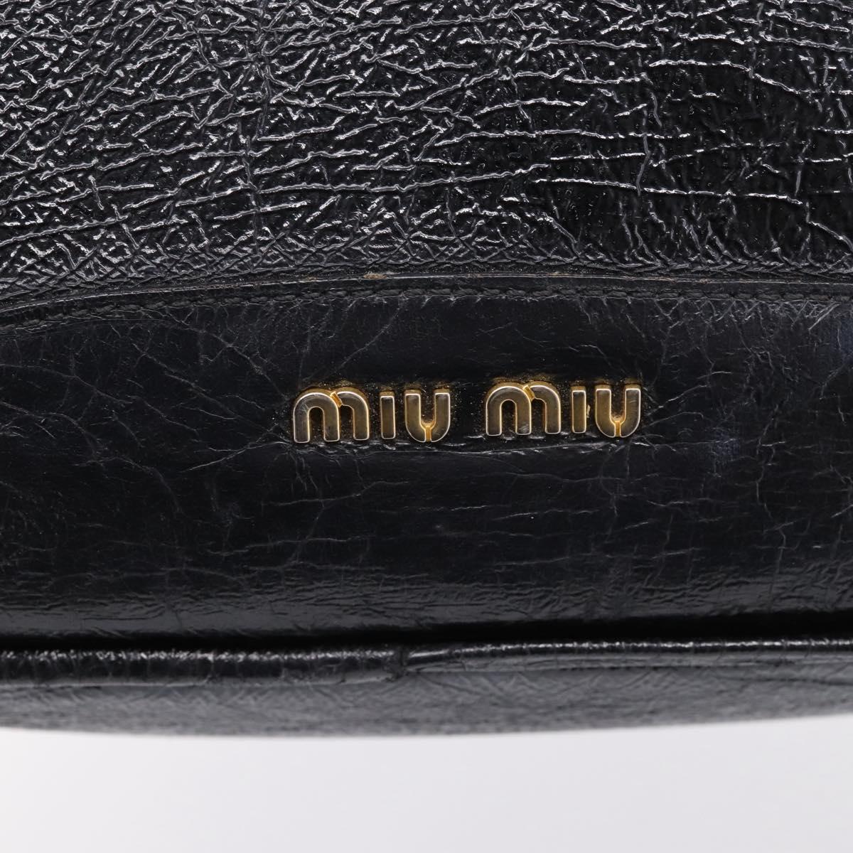 Miu Miu Hand Bag Leather Black Gold Auth 206226