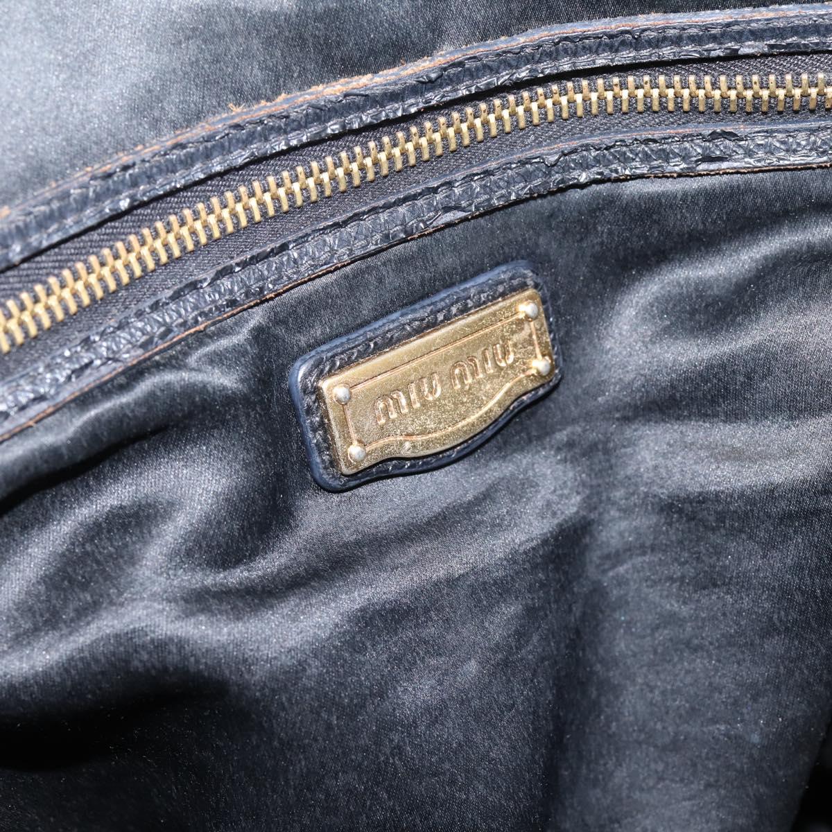Miu Miu Hand Bag Leather Black Gold Auth 206226