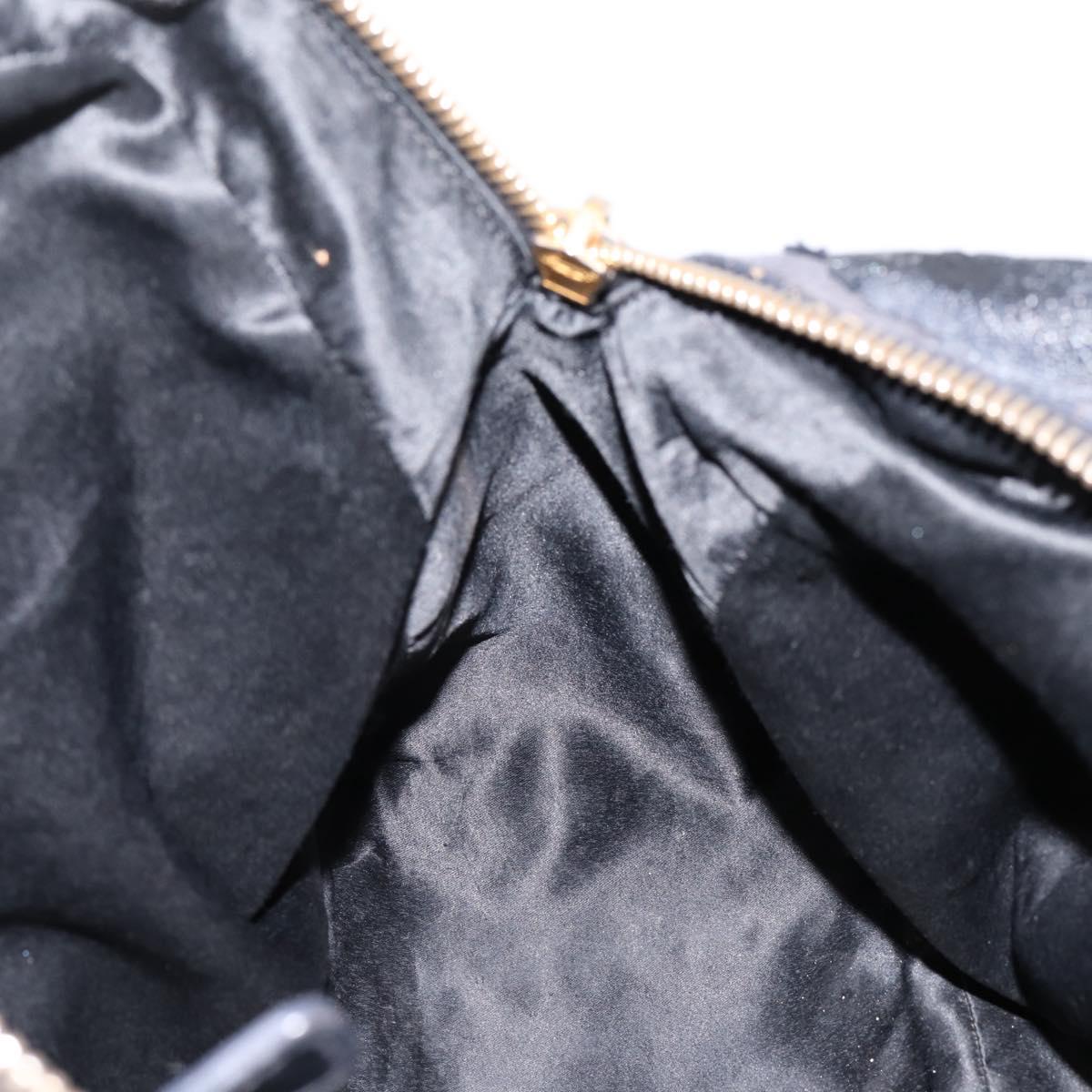 Miu Miu Hand Bag Leather Black Gold Auth 206226