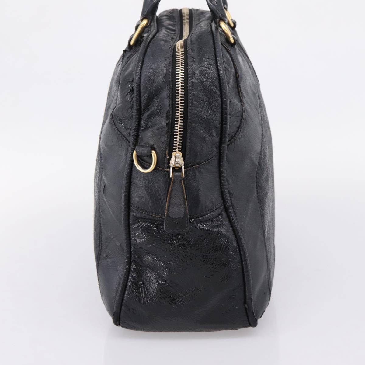 Miu Miu Hand Bag Leather Black Gold Auth 206226