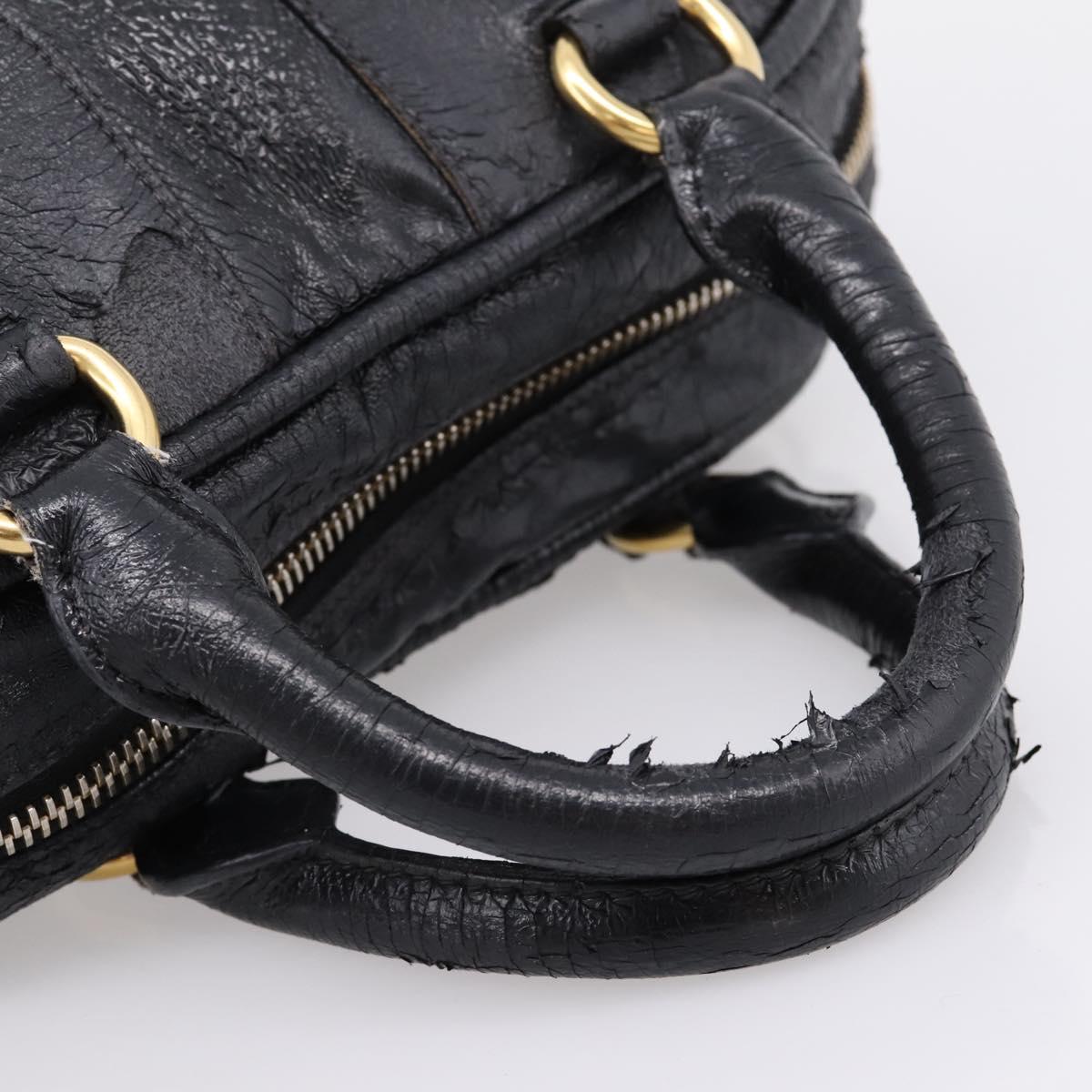Miu Miu Hand Bag Leather Black Gold Auth 206226