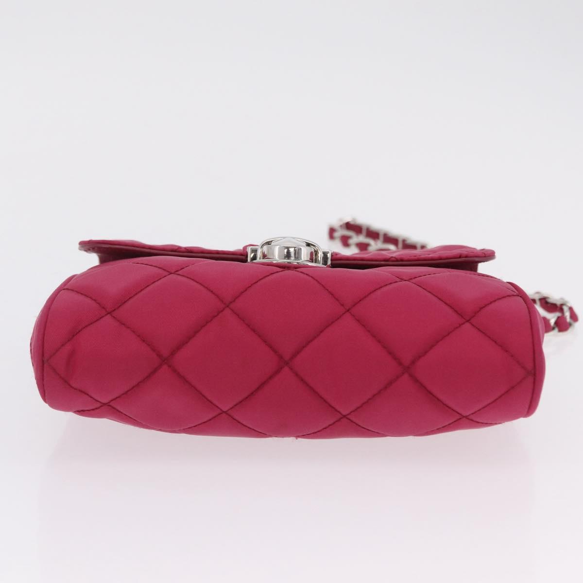 PRADA Chain Shoulder Bag Nylon Pink Silver Auth 206227A