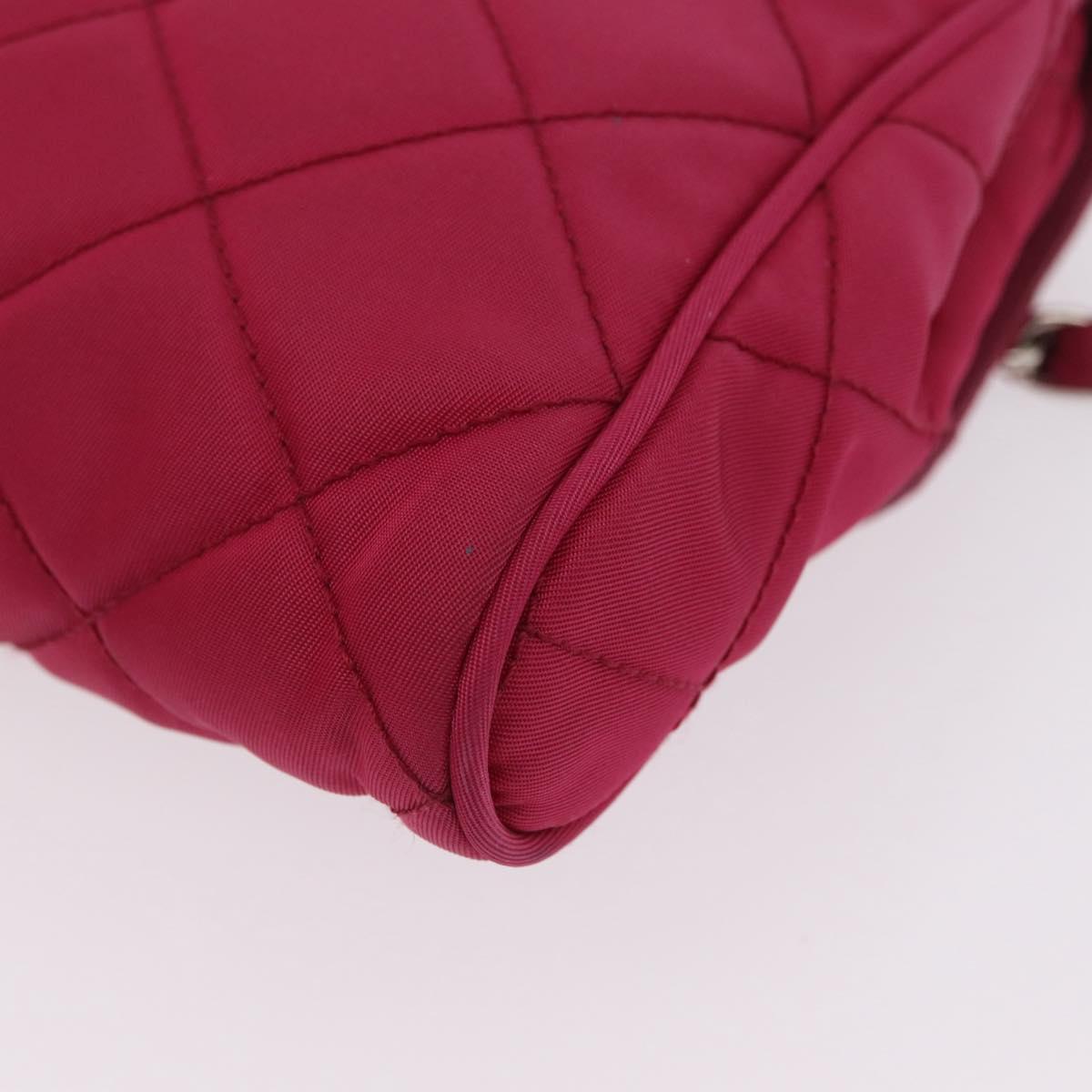 PRADA Chain Shoulder Bag Nylon Pink Silver Auth 206227A