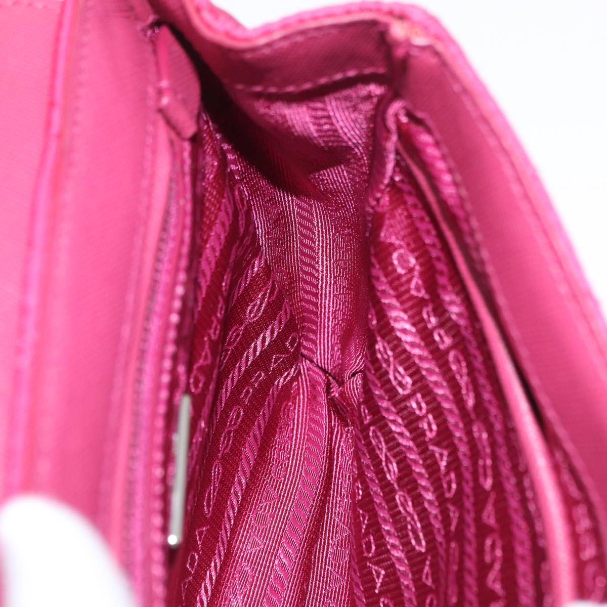 PRADA Chain Shoulder Bag Nylon Pink Silver Auth 206227A