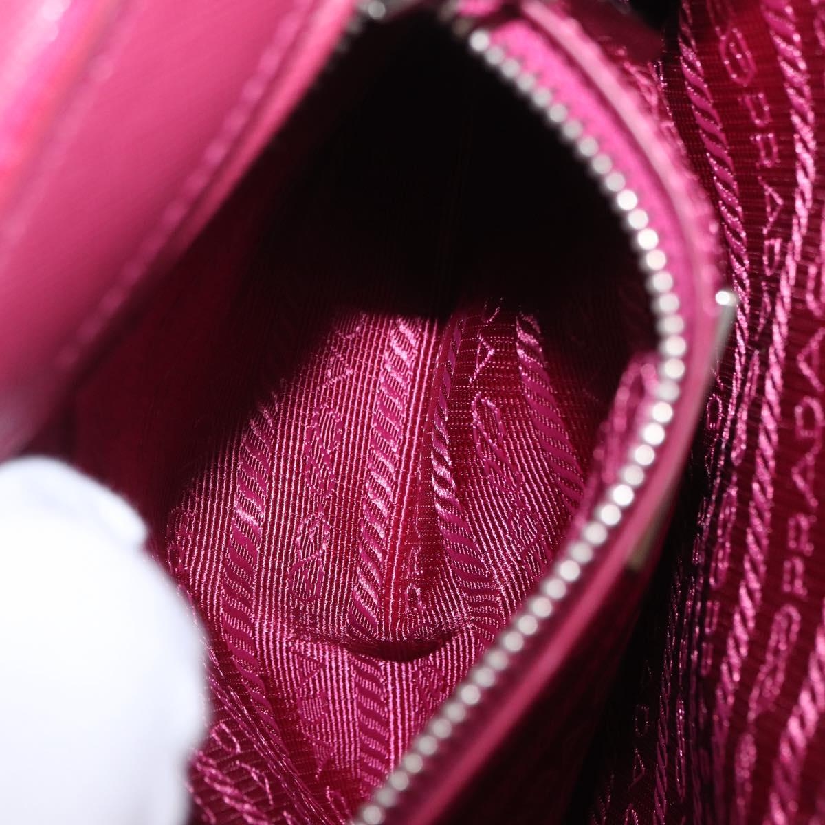 PRADA Chain Shoulder Bag Nylon Pink Silver Auth 206227A