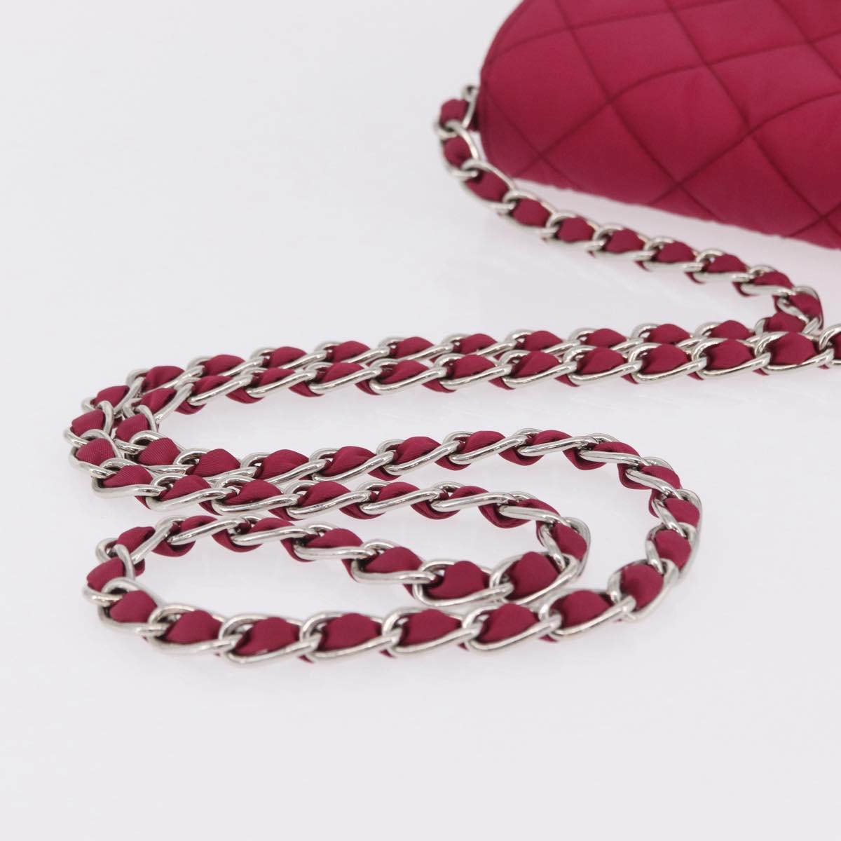 PRADA Chain Shoulder Bag Nylon Pink Silver Auth 206227A