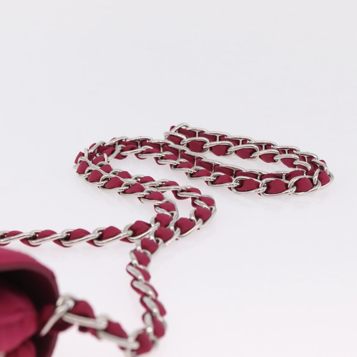 PRADA Chain Shoulder Bag Nylon Pink Silver Auth 206227A
