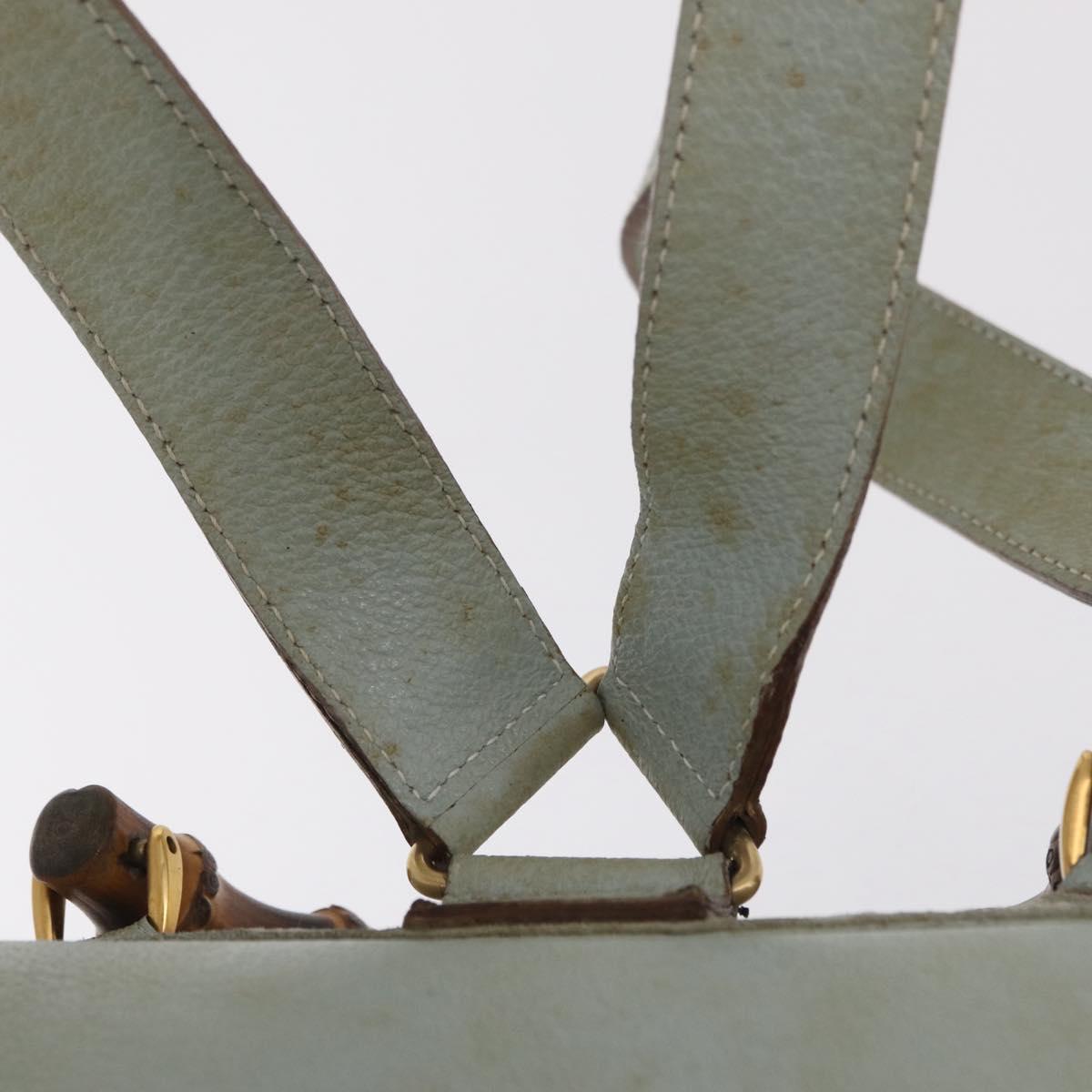 GUCCI Bamboo Backpack Leather Light Blue Gold 003 2058 0016 Auth 206231