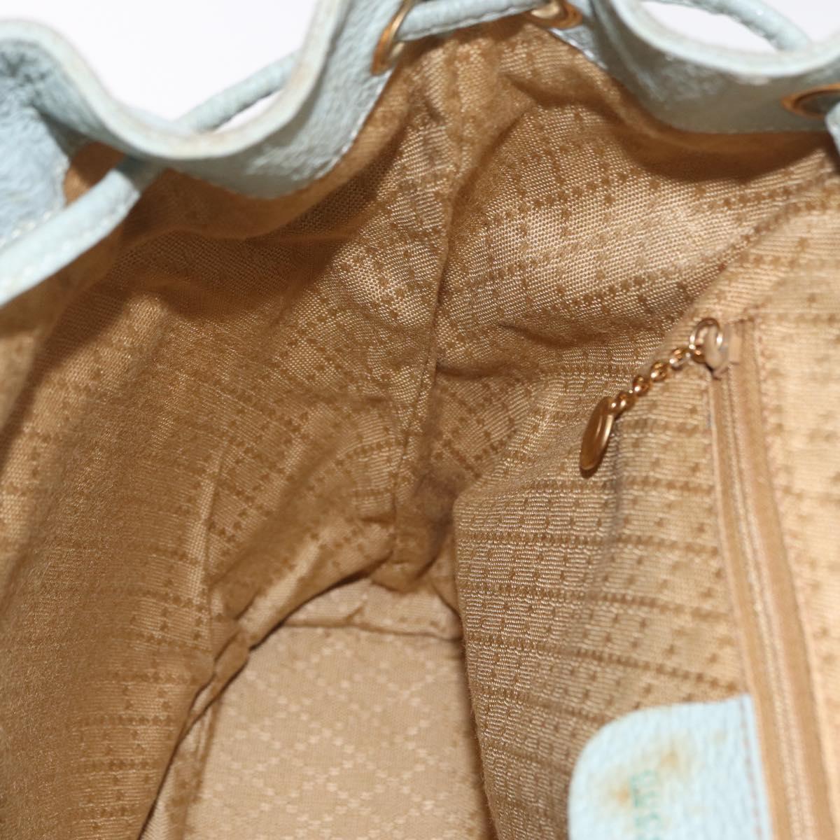 GUCCI Bamboo Backpack Leather Light Blue Gold 003 2058 0016 Auth 206231