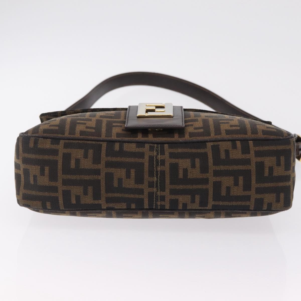 FENDI Zucca Canvas Shoulder Bag Brown Black Auth 206232A